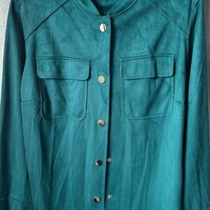 Chico’s green faux suede jacket size 2